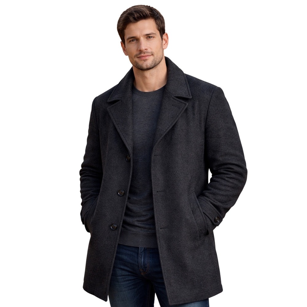 Vintage Lakeland Monroe Large Heavyweight Wool Pea‎ Trench Coat Grey Lined